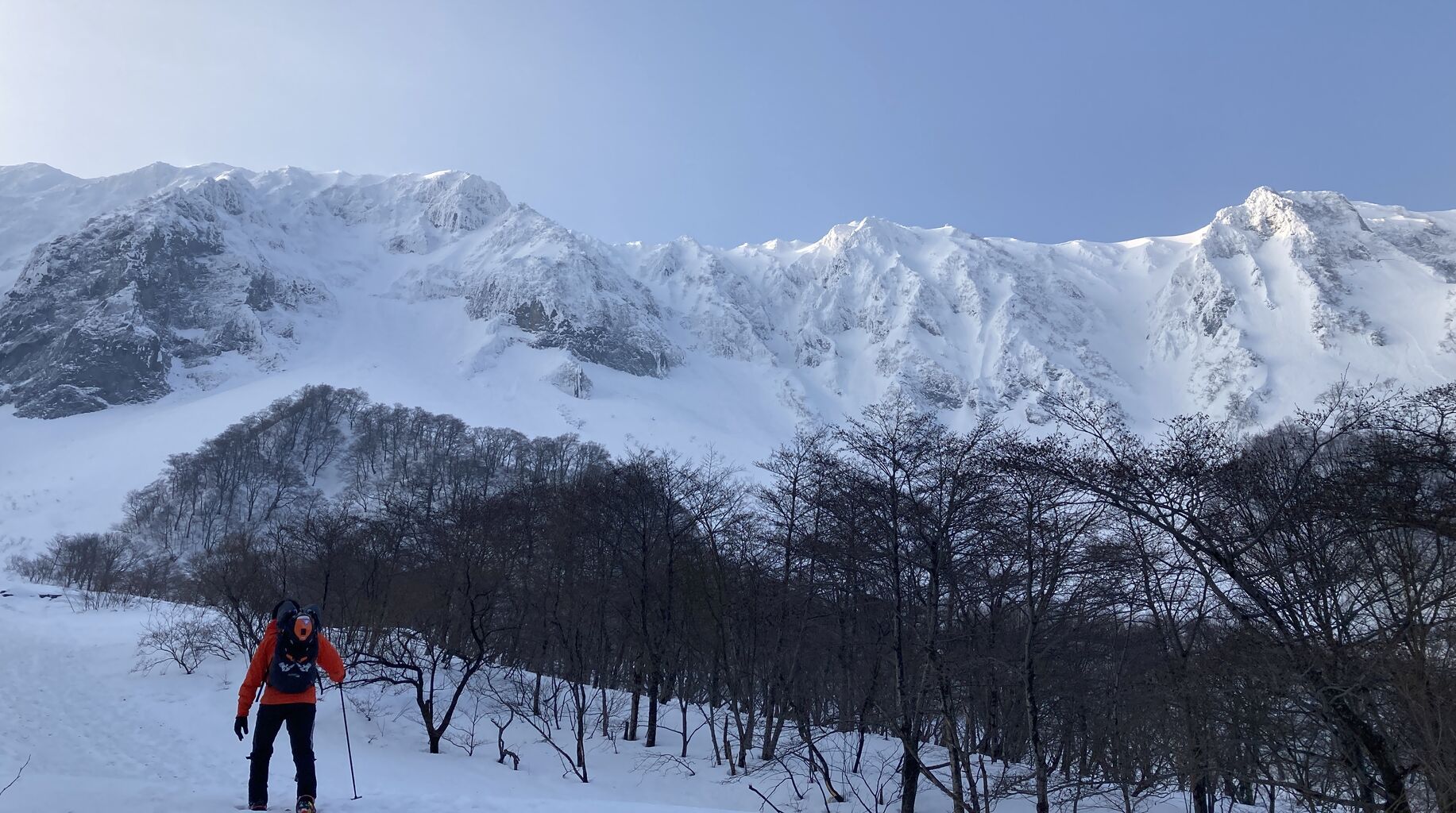 大山北壁弥山尾根東稜登攀 行者谷滑降 山スキー IMG_E2458