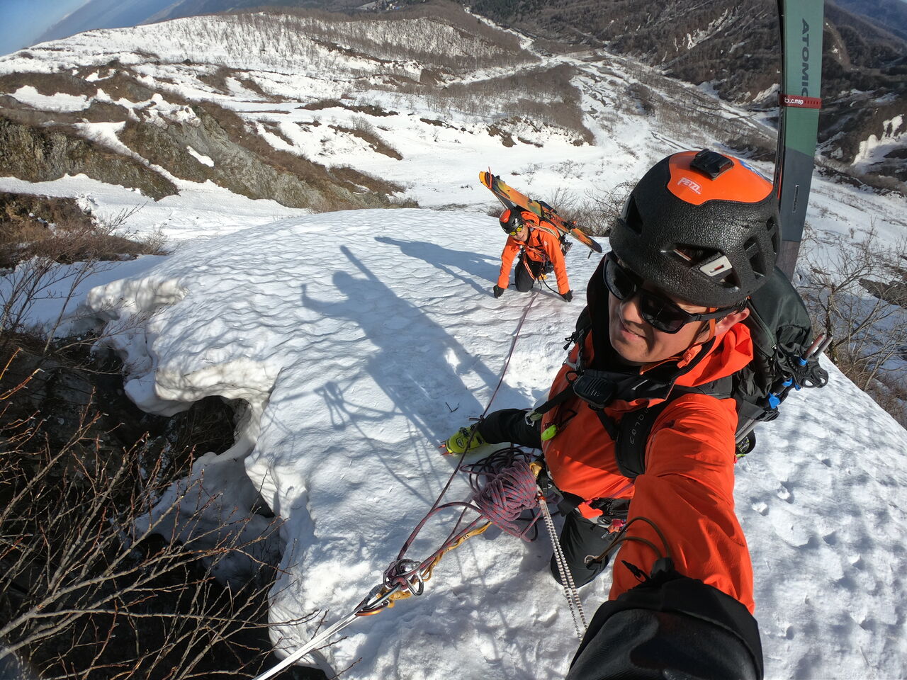 大山北壁弥山尾根東稜登攀 行者谷滑降 山スキー VLNG9710