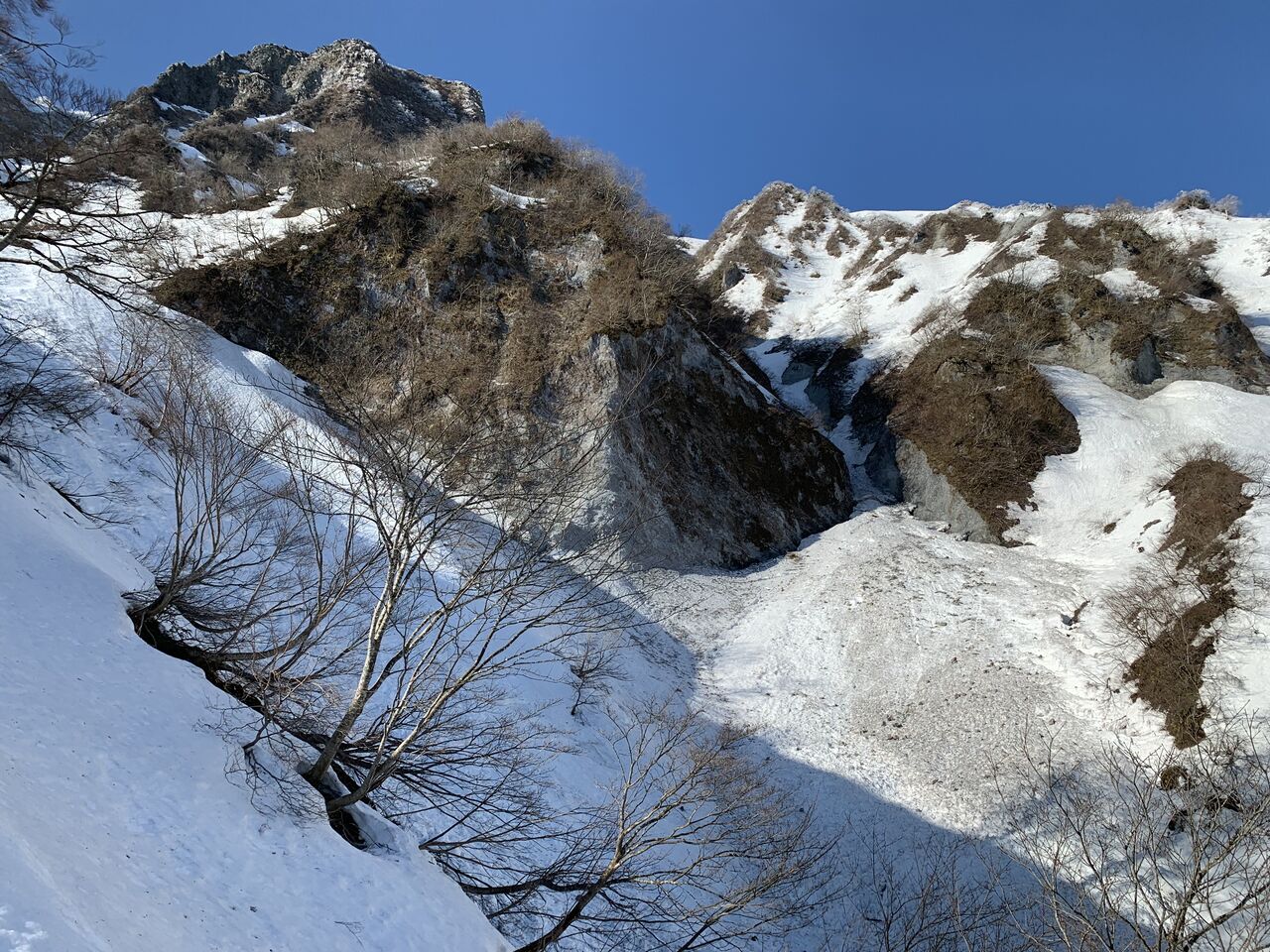 大山北壁弥山尾根東稜登攀 行者谷滑降 山スキー IMG_3985