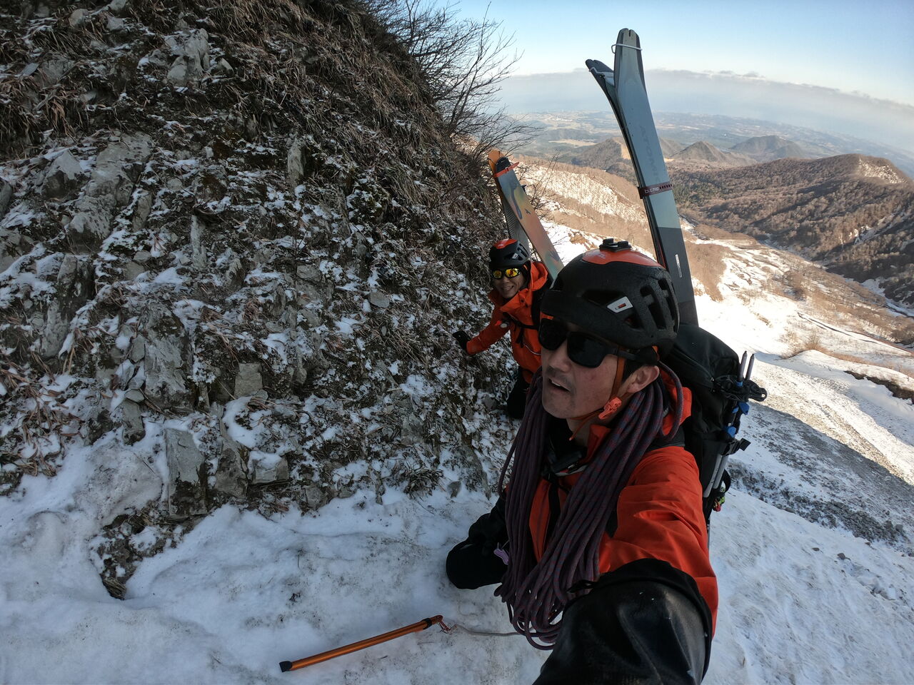 大山北壁弥山尾根東稜登攀 行者谷滑降 山スキー HXMX9052