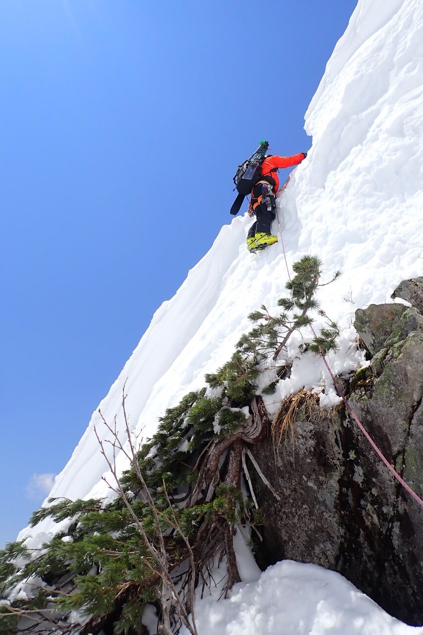 穂高岳 バックカントリー、山スキー、残雪期アルパインクライミング IMG_4629